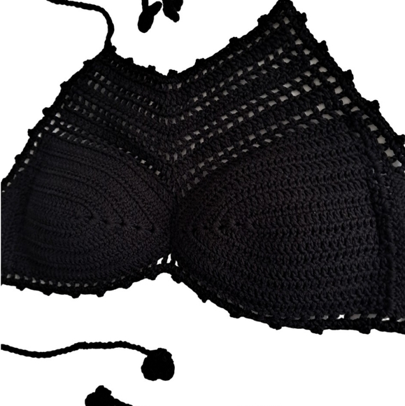 Bikini Lab Black Crochet Bikini Top - Picture 2 of 4